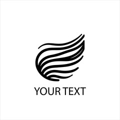 Minimalist Wind Flow Logo Vector – Abstract Air Symbol in Black on White Background