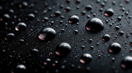Close-up of water droplets on dark surface