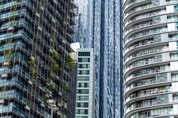 Futuristic highrises with sustainable architecture in smart city