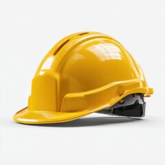 Bright yellow safety hard hat, angled view