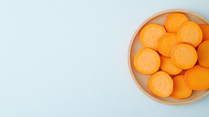 Sweet Potato Slices on Wooden Plate