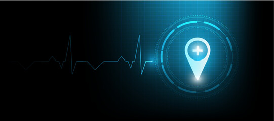 medical location icon with healthcare background
