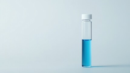 Test tube containing blue liquid in laboratory setting