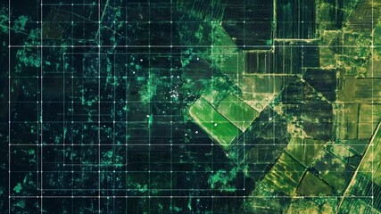 Aerial scan of geometric agricultural farmland showcasing advanced environmental technology - Powered by Adobe