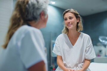 Fototapeta premium Discussing Medical Condition with Professional Health Advice and Patient Doctor Conversation