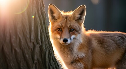 Obraz premium Golden Light Portrait of a Red Fox in the Wild