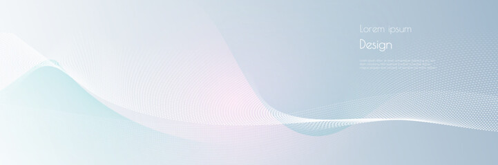 Vector abstract wave line pattern and dot line particle on white, gray color background. Modern graphic design. Flowing halftone, gradient curve shape for data futuristic, technology background
