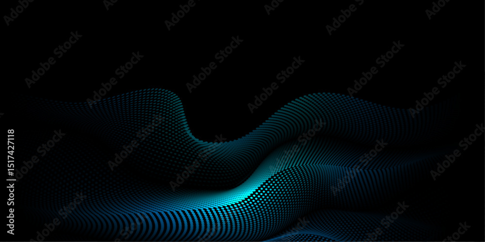 Fototapete vector abstract motion, smooth, soft blue wave line pattern, dot particle. curve and fluid shape on 
