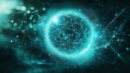 Obraz premium Glowing sphere representing network connections in digital night