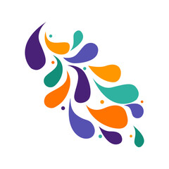 Purple, Orange, Teal Fluid Shapes Burst, Vibrant Color Splash