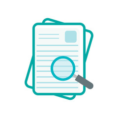 Framed Documents with Blue Magnifying Glass for Examination and Review
