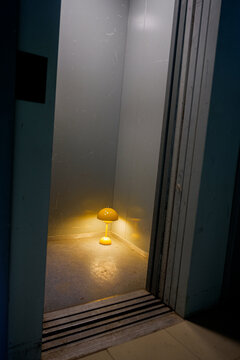 Yellow Retro Interior Lamp Left in Elevator