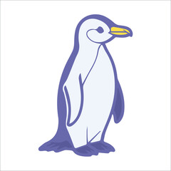 Fototapeta premium Penguin illustration standing in profile view on a plain background. Cute cartoon penguin in a simple, stylized pose. Educational image. animal representation -