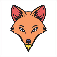 Fototapeta premium Fox head graphic design in a bold, flat style. Friendly animal illustration with a neutral background. Generic animal character for logo, mascot, or graphic design.