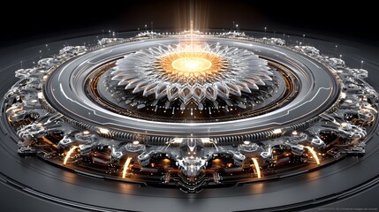 Sci-fi control interface with luminous core pattern high resolution picture