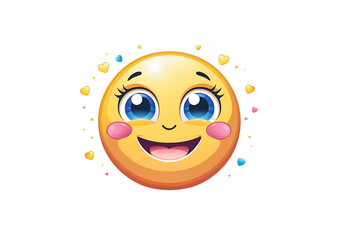 Kawaii-style emoji with oversized eyes and tiny mouth, colorful vector illustration, high-resolution, isolated against on PNG transparent and white background. Ideal for social media, stickers, apps, 