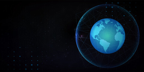 Illustration earth with atmosphere on the dark sky starry background. Can used for technology background © Dodik