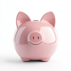 A charming pink piggy bank isolated on a white background symbolizing savings finance and financial security depicting a classic concept of money management and prosperity