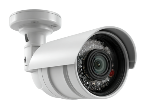 Surveillance camera installation urban office space security equipment modern environment view isolated on transparent background