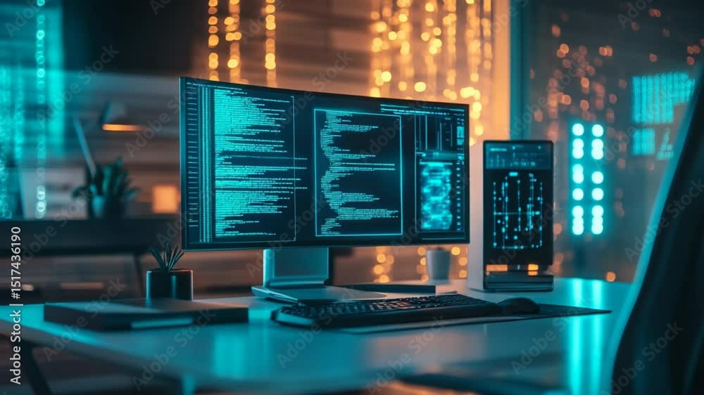  advanced coding workstation with modern technology for software development process