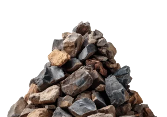Fotobehang Mountain of natural stones quarry rock pile natural environment view texture focus isolated on transparent background © Luminara
