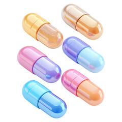 Anti inflammation concept. Colorful capsules representing various health supplements.