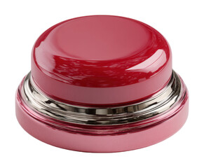 Button pressing action in a view of shiny red object creative concept isolated on transparent background