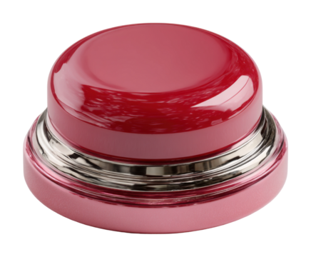 Button pressing action in a view of shiny red object creative concept isolated on transparent background