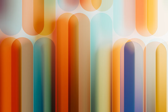 Colorful abstract 3D background with transparent shapes and layers