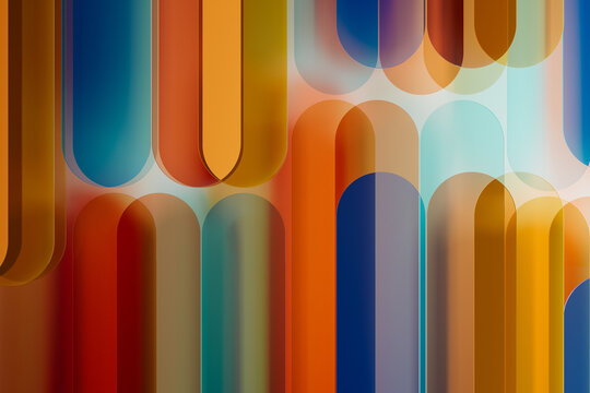 Colorful abstract 3D background with transparent shapes and layers