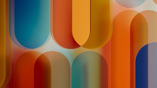 Colorful abstract 3D background with transparent shapes and layers