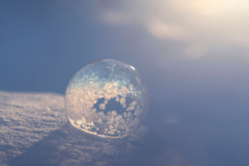 Frozen bubble in fresh snow