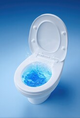 White toilet with water splashing