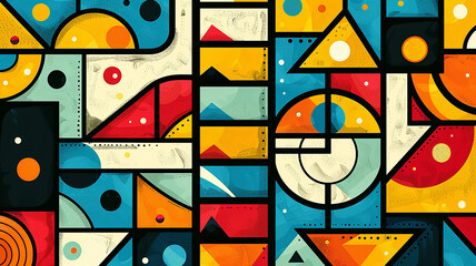 Obraz premium abstract art, stairs in multi-colored shapes and figures of paint on canvas, symbol of the painting rise