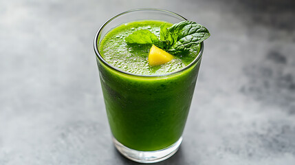 Fototapeta premium Refreshing Green Smoothie with Mint and Pineapple Garnish