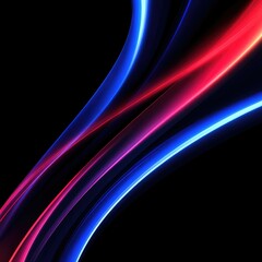 Naklejka premium Abstract design with vibrant, flowing lines of red and blue light against a black background