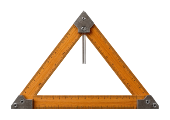 Measuring precision in design projects with a triangular ruler in a workspace environment isolated on transparent background