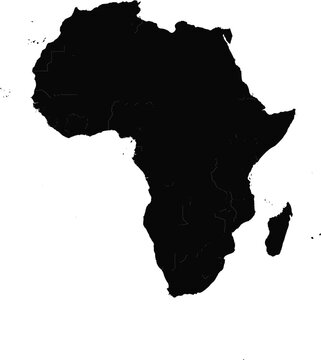 minimal black african continent silhouette map with madagascar outline