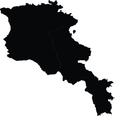 Silhouette map of Armenia, black outline vector illustration for design and educational use
