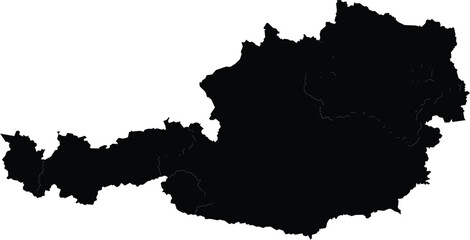 Fototapeta premium Silhouette map of Austria, black outline vector illustration for design and educational use