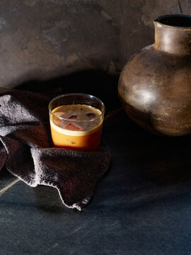  iced coffee on marble table