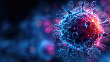 Detailed close-up view of a virus.