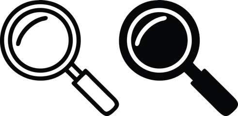 Minimalist Black Magnifying Glass Icon – Flat Vector Search Symbol