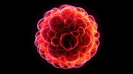 Obraz premium Abstract glowing sphere of vibrant red and orange colors.