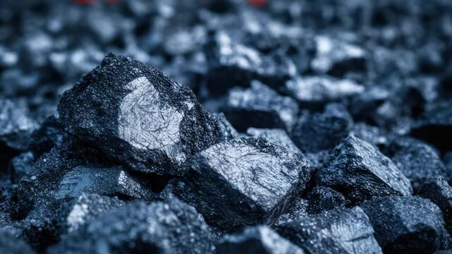 Close-up of a pile of dark, textured rocks