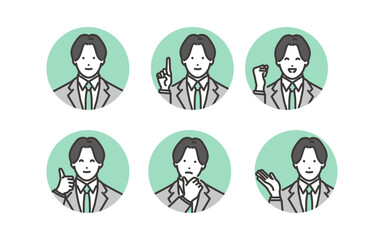 若いビジネスマンのいろいろな表情 ベクターイラスト素材
