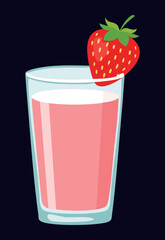 Pink Strawberry Liquid Glass - Vector Illustration