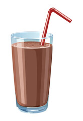 Chocolate Drink Glass Straw - Vector Illustration