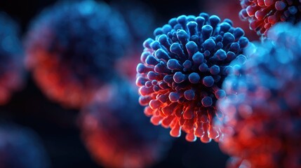 Close-up view of virus particles.