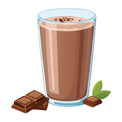 Chocolate Drink with Chocolate Bar Pieces - Vector Illustration